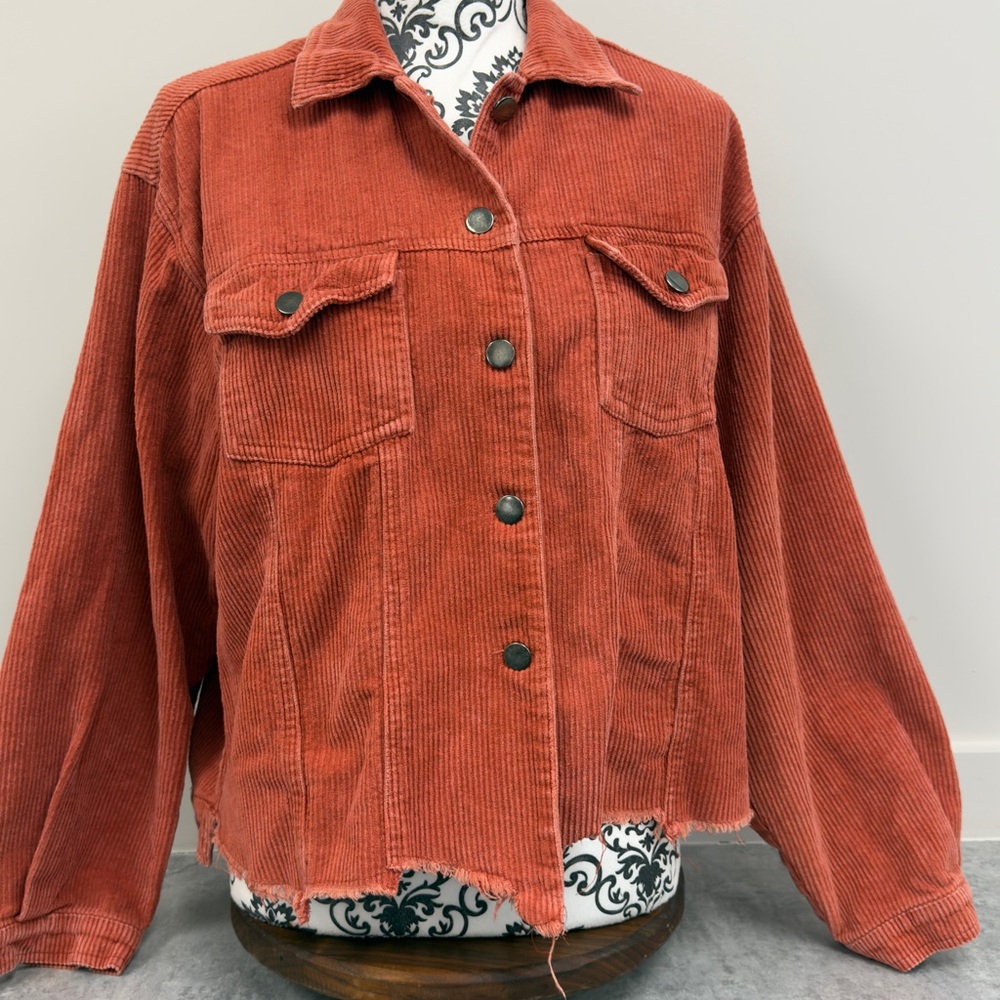 POL Frayed Hem‎ Corduroy Jacket Sz L